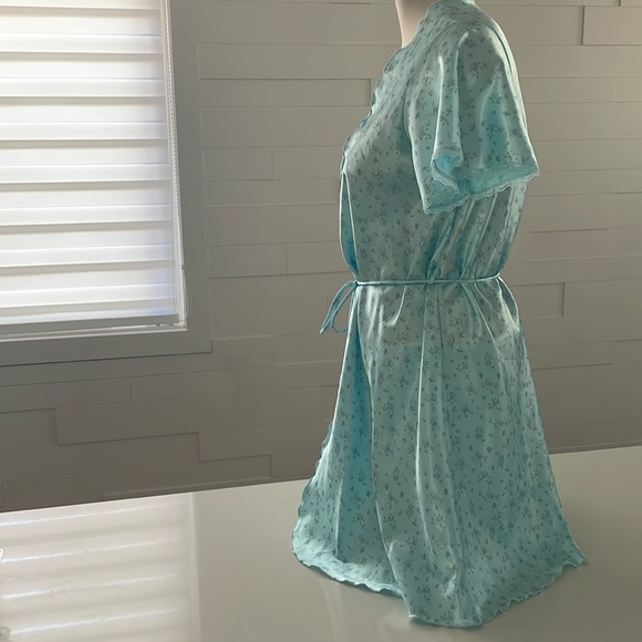 S (8-10) Vintage Jessica Just Because Sears Light Blue Floral Robe - Picture 3 of 12